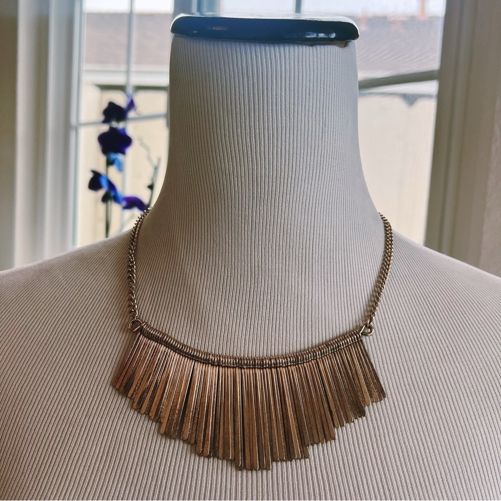 Multilayer goldtone statement necklace